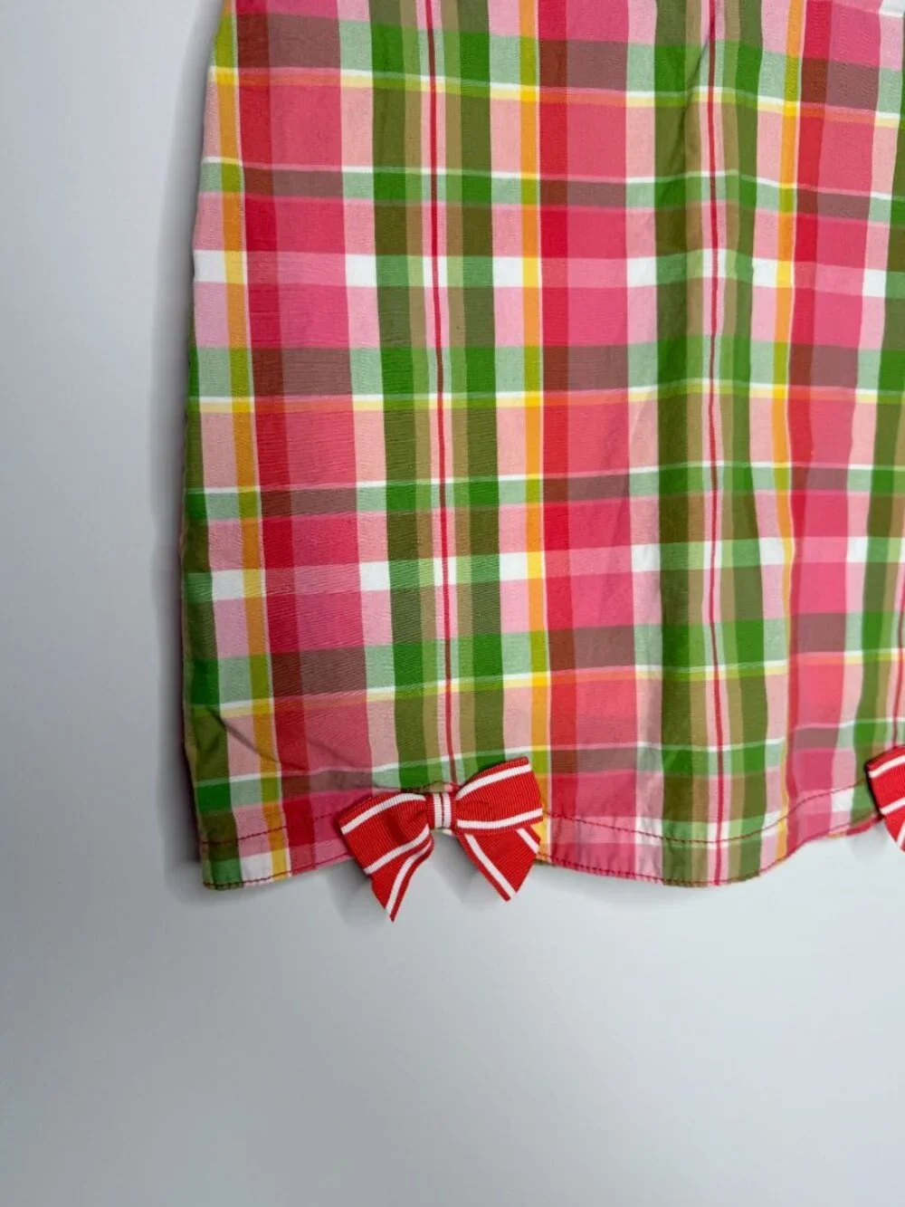 Gymboree Girls Size 12 Plaid Skort Pink Green Bow Mini Skirt Shorts